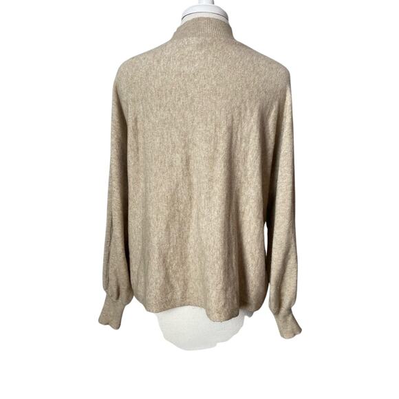 She + Sky Women's M Neutral Cottagecore Mock Neck Balloon Sleeve Knit Sweater - Picture 4 of 8